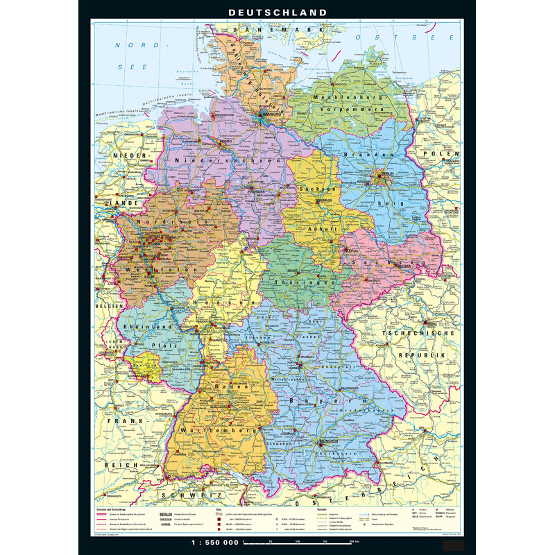 PONS Harta Deutschland physisch und politisch (133 x 186 cm)