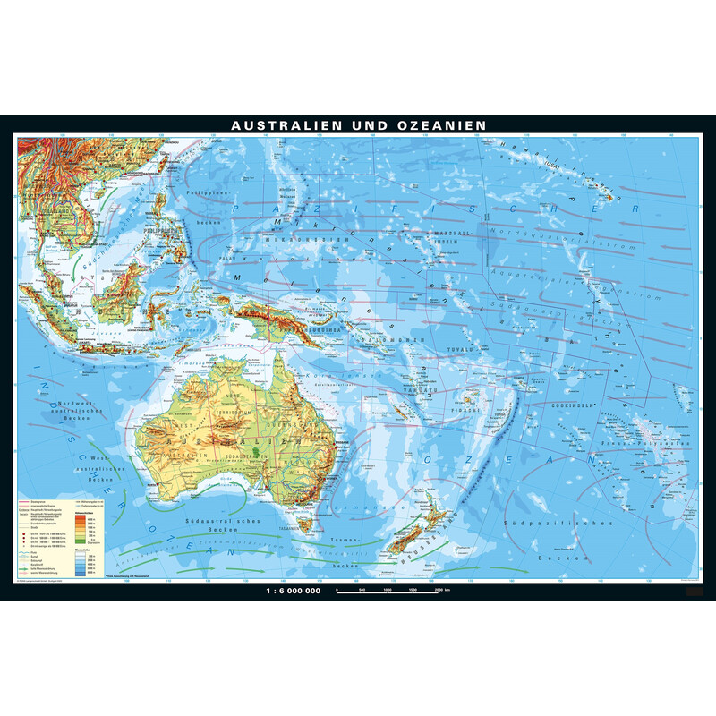 PONS Harta regionala Australia și Oceania fizică (233 x 158 cm)