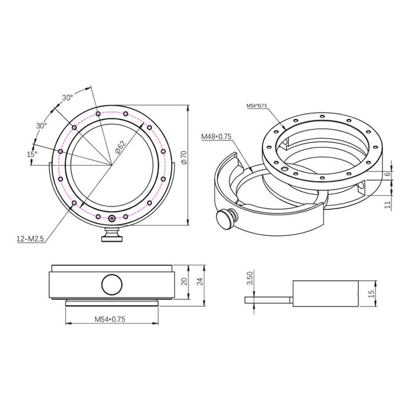 ZWO Suport pentru filtre cu sertar pentru filtre de 2"