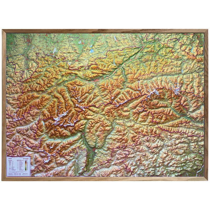 Georelief Harta regionala Tirol (77 x 57 cm)