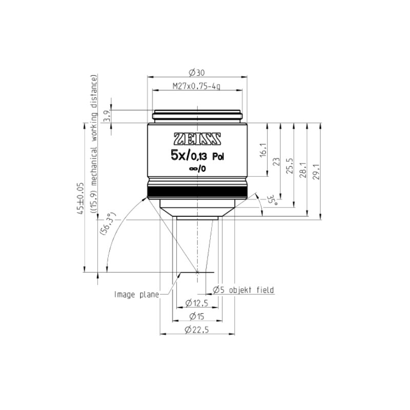 ZEISS obiectiv EC Epiplan-Neofluar, POL,  5x/0,13; wd=15,8mm