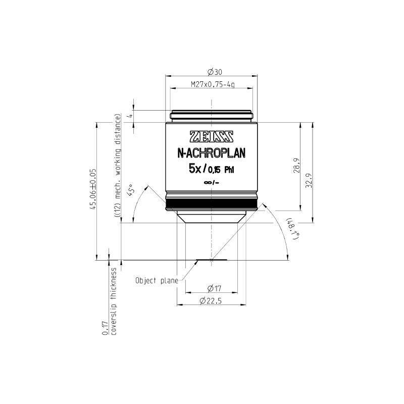 ZEISS Obiectiv N-Achroplan 5x/0.15 Ph1 wd=12.0mm