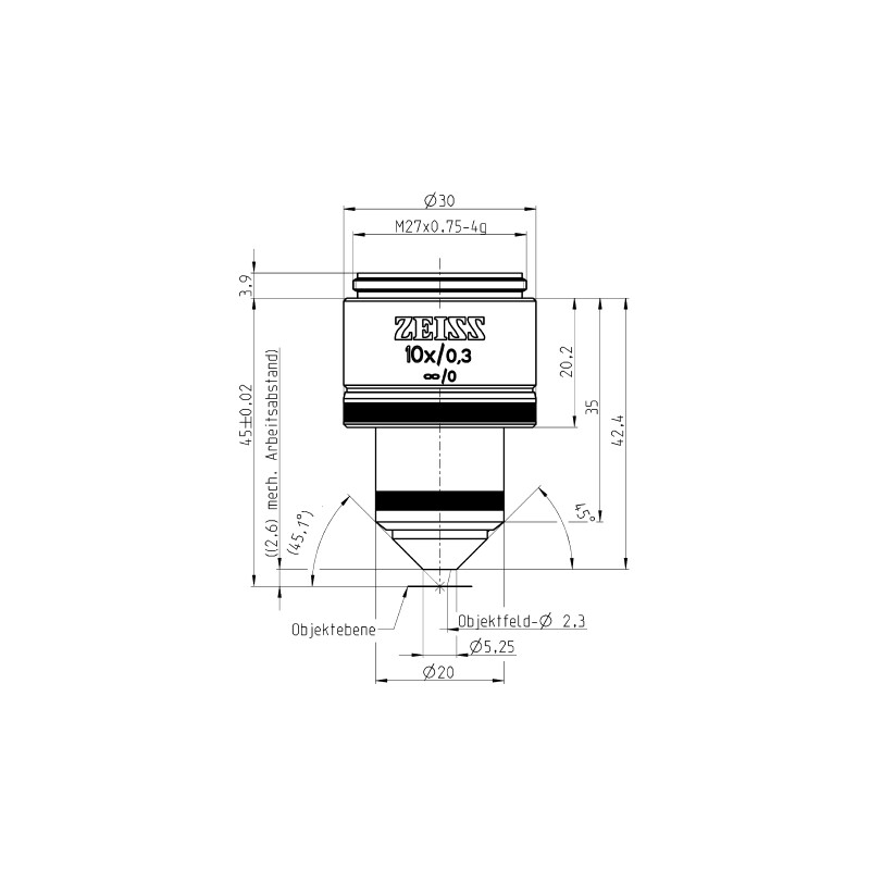 ZEISS Obiectiv W N-Achroplan 10x/0.3 wd=2.6mm