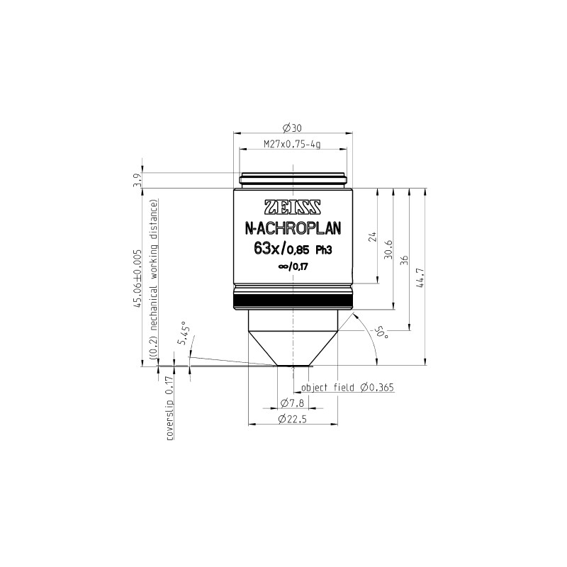 ZEISS Obiectiv N-Achroplan 63x/0.85 Ph3 wd=0.20mm