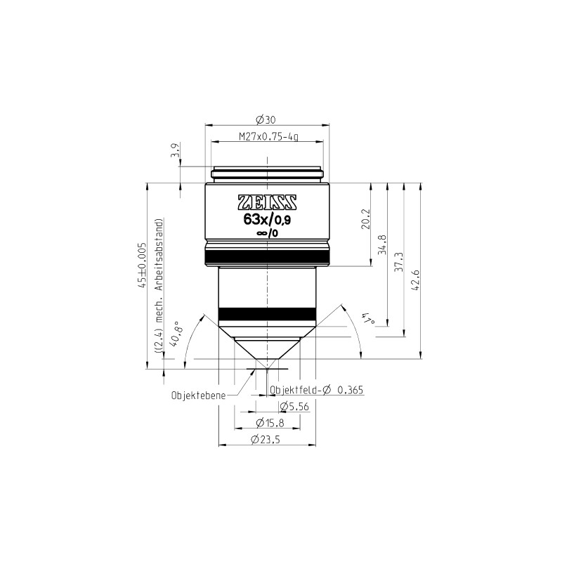 ZEISS Obiectiv W N-Achroplan 63x/0.9 wd=2.4mm