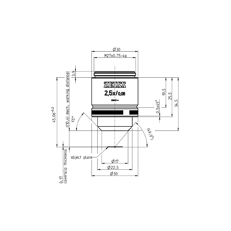 ZEISS Obiectiv A-Plan 2.5x/0.06 wd=10.4mm