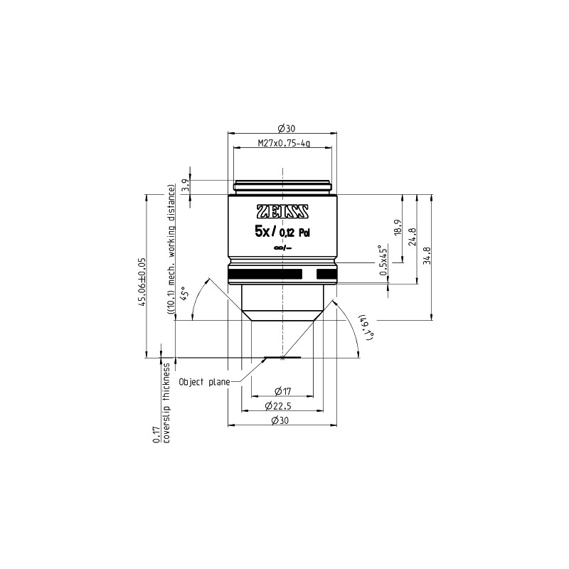 ZEISS Obiectiv A-Plan 5x/0.12 Pol wd=10.1mm