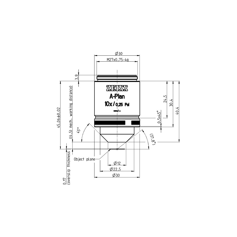 ZEISS Obiectiv A-Plan 10x/0.25 Pol wd=4.5mm