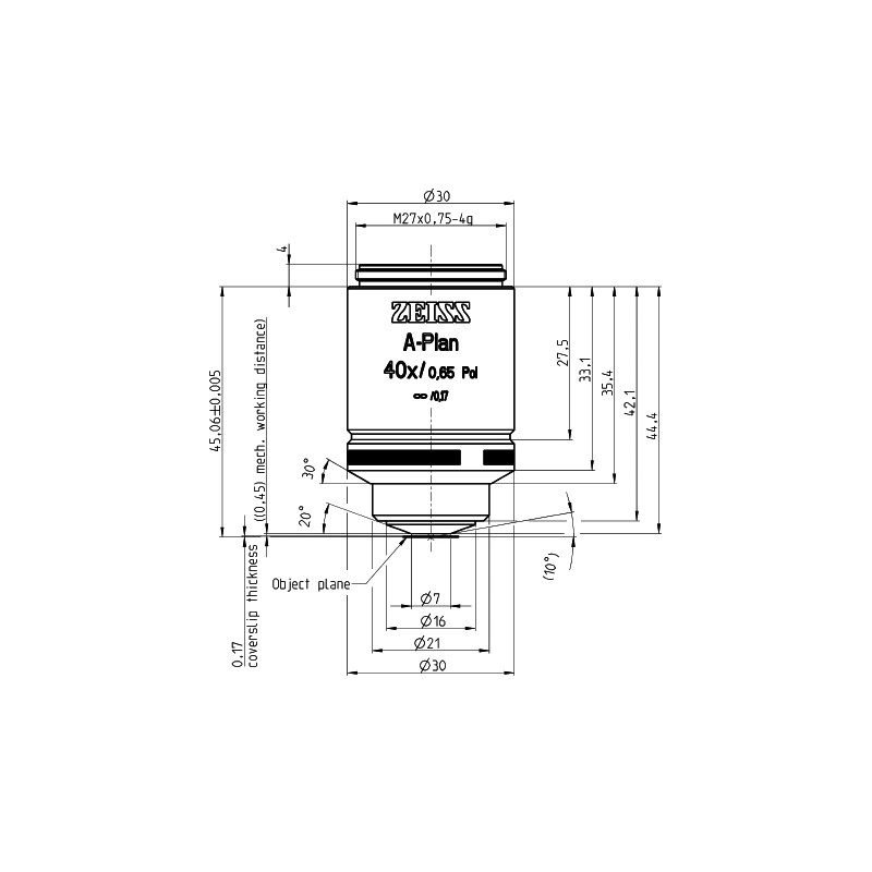ZEISS Obiectiv A-Plan 40x/0.65 Pol wd=0.45mm
