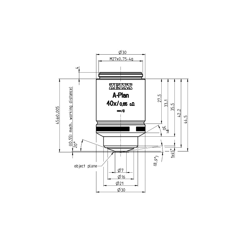 ZEISS Obiectiv A-Plan 40x/0.65 D=0 wd=0.55mm