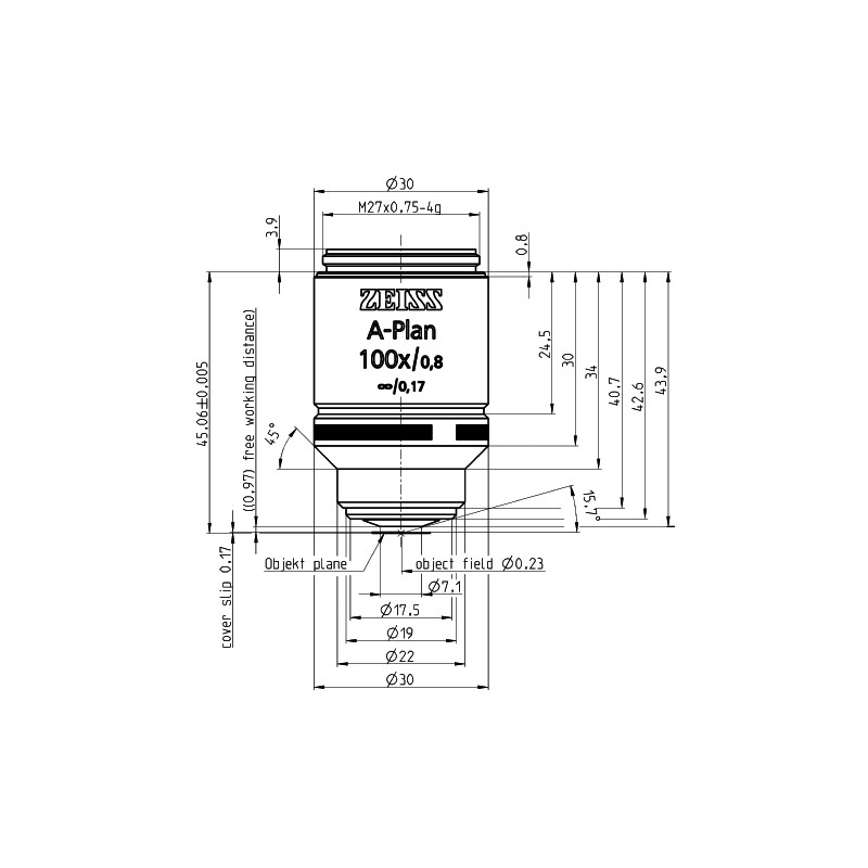 ZEISS Obiectiv A-Plan 100x/0.8 wd=0.97mm