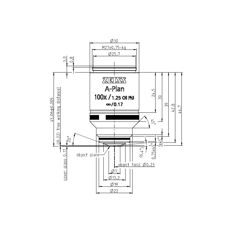 ZEISS Obiectiv A-Plan 100x/1.25 Oil Ph3 wd=0.22mm