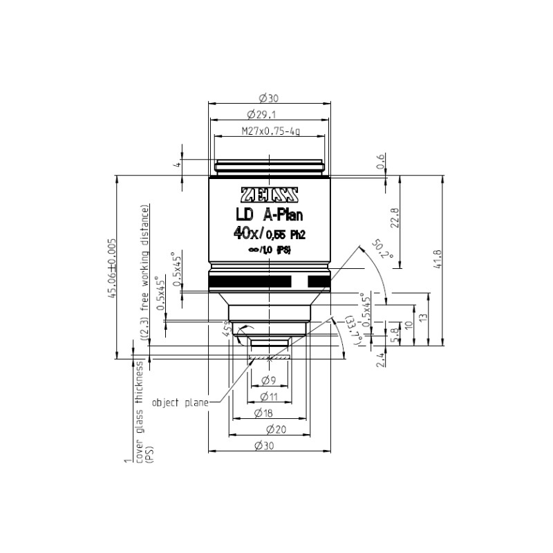 ZEISS Obiectiv LD A-Plan 40x/0.55 Ph2 wd=2.3mm