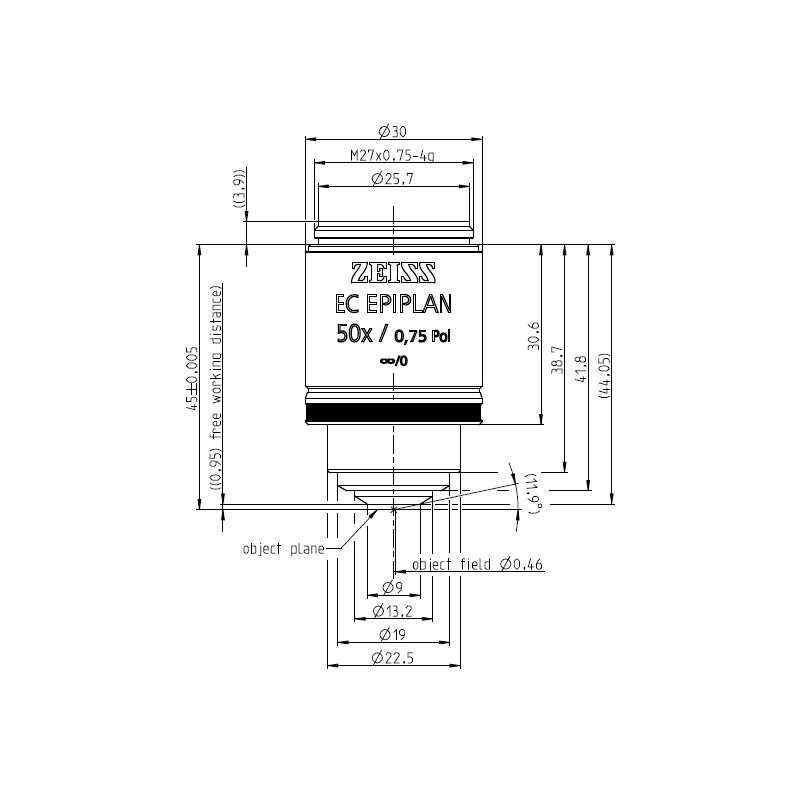 ZEISS Obiectiv EC Epiplan 50x/0.75 Pol wd=1.0mm