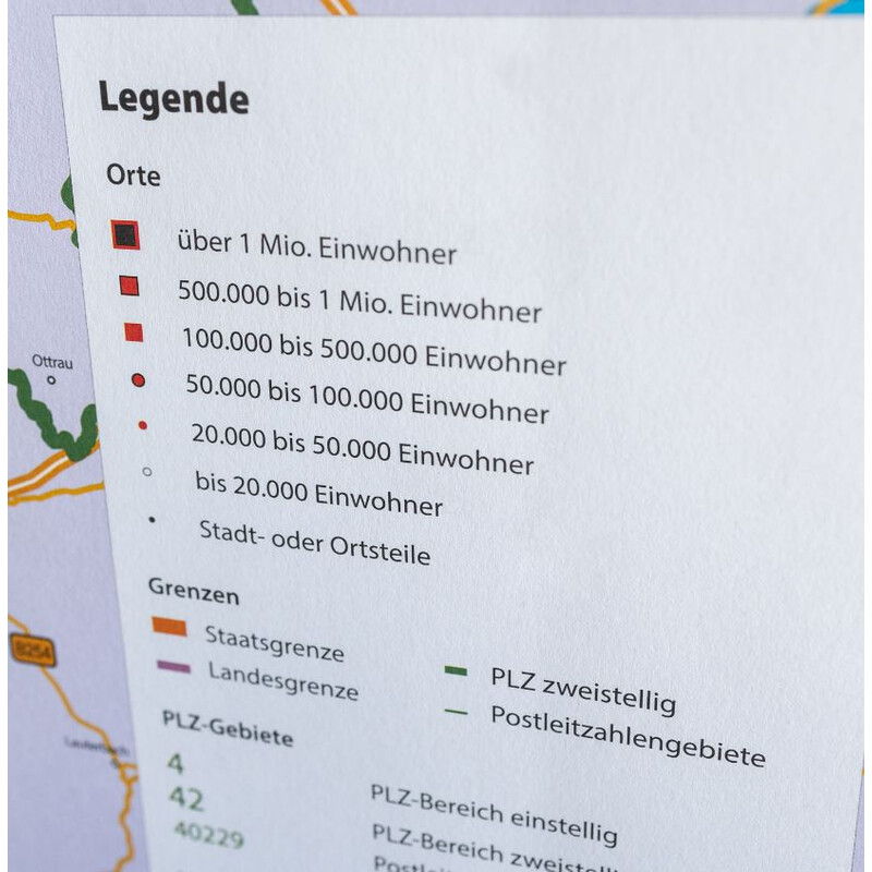 GeoMetro Harta regionala Nordrhein-Westfalen Postleitzahlen PLZ NRW (118 x 100 cm)