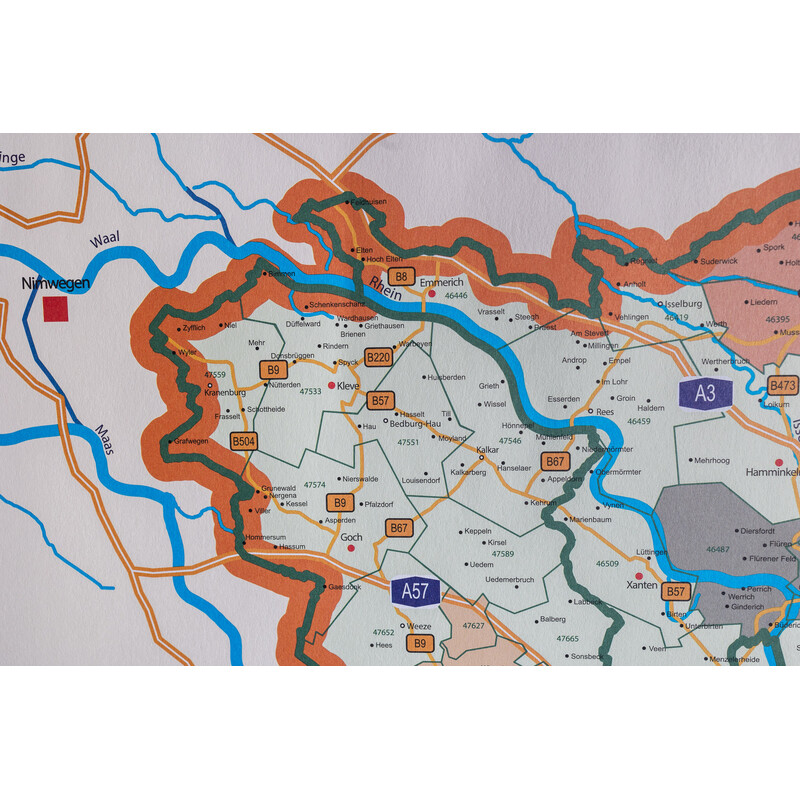 GeoMetro Harta regionala Nordrhein-Westfalen Postleitzahlen PLZ NRW (118 x 100 cm)