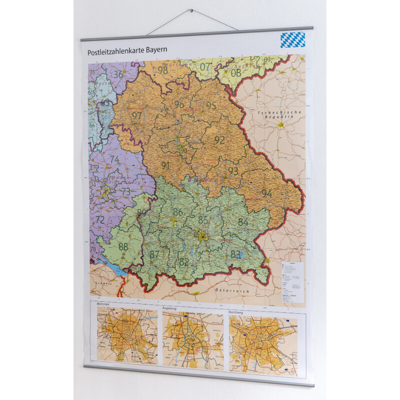 GeoMetro Harta regionala Bayern Postleitzahlen PLZ (100 x 140 cm)