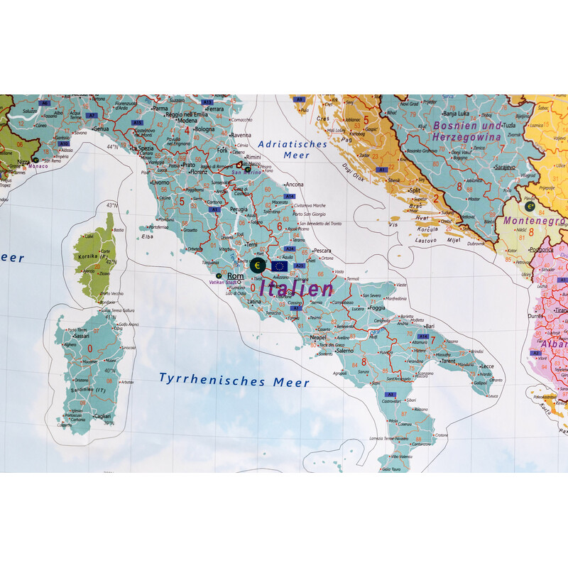 GeoMetro Hartă continentală Europa Postleitzahlen (90 x 123 cm)
