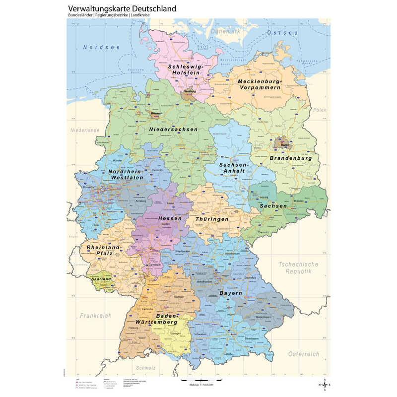 GeoMetro Harta Deutschland politsch (70 x 100 cm)