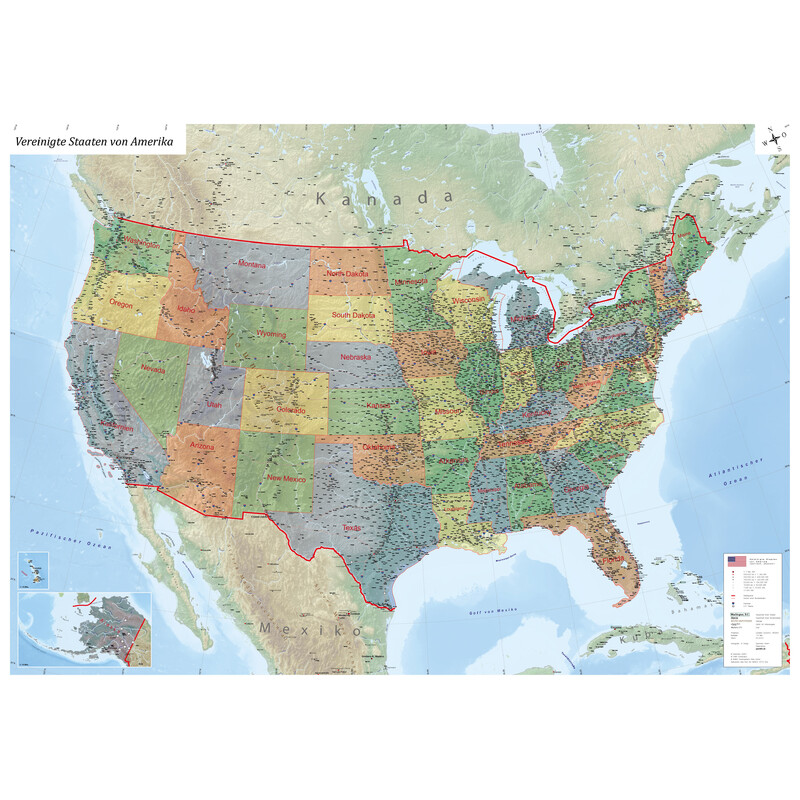 GeoMetro Harta USA politisch (140 x 100 cm)