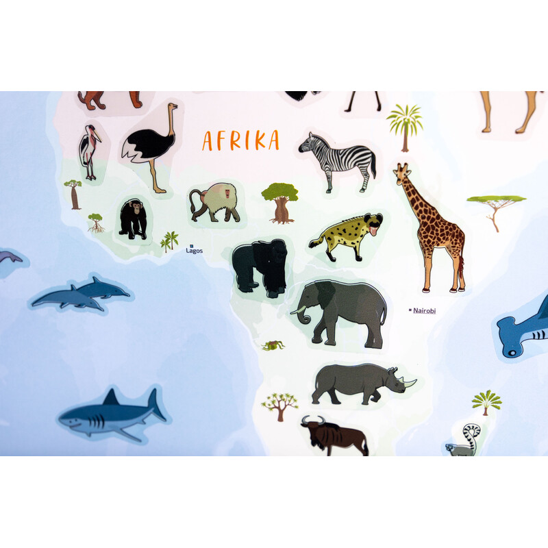 GeoMetro Harta pentru copii Lumea animalelor (84 x 60 cm)