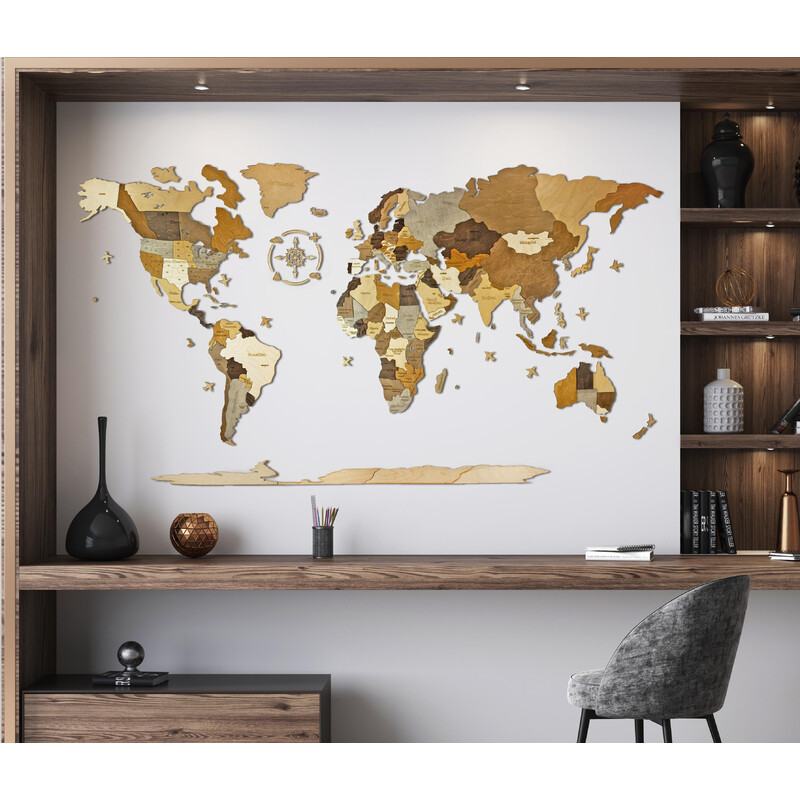 Abraham Wood Decor Harta lumii Puzzle jigsaw din lemn (200 x 110 cm)