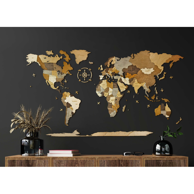 Abraham Wood Decor Harta lumii Puzzle jigsaw din lemn (200 x 110 cm)