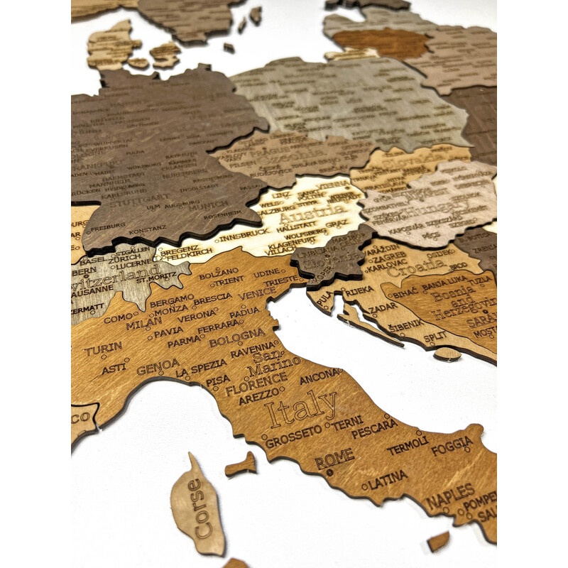 Abraham Wood Decor Hartă continentală Puzzle din lemn cu Europa (110x108cm)