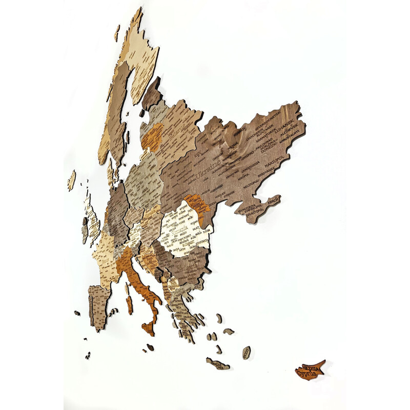 Abraham Wood Decor Hartă continentală Puzzle din lemn cu Europa (110x108cm)