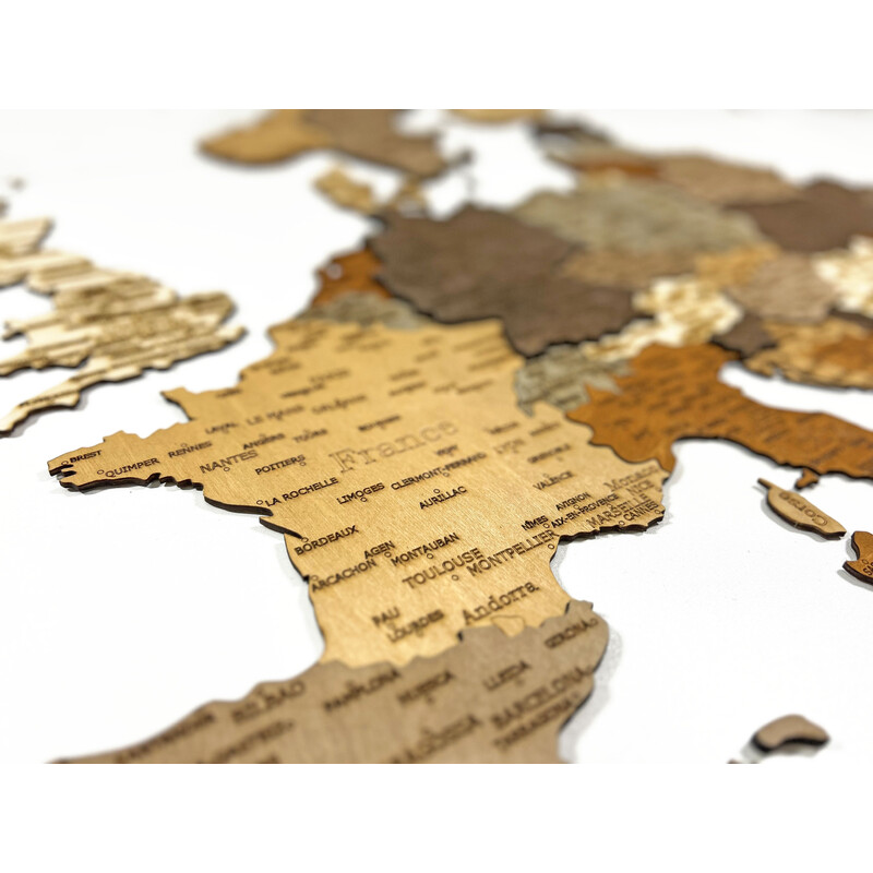 Abraham Wood Decor Hartă continentală Puzzle din lemn cu Europa (110x108cm)