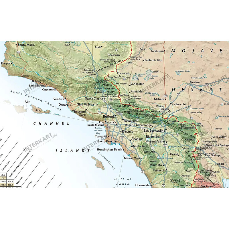 National Geographic Harta regionala Pacific Crest Trail (46 x 122 cm)