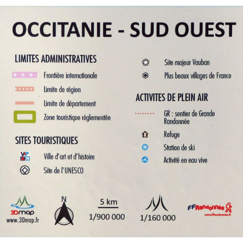3Dmap Harta regionala Occitanie - Sud Ouest