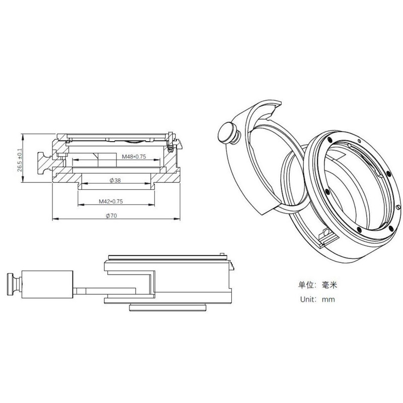 ZWO Adaptoare obiective DSLR Canon EOS / T2 mit Filterhalterung 2"