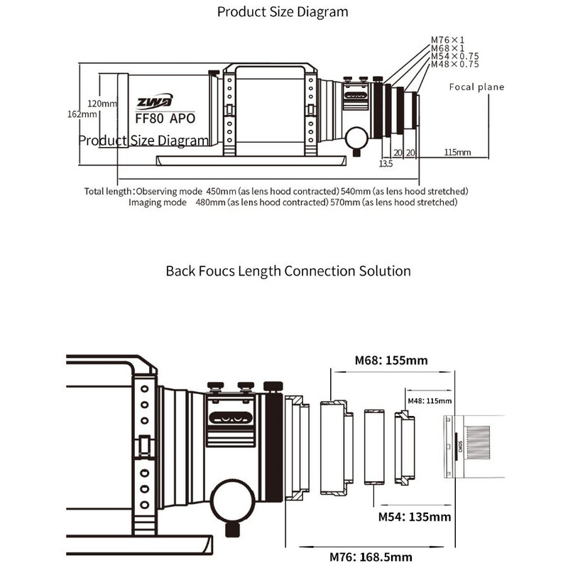 ZWO Refractor apochromat AP 80/600 FF80