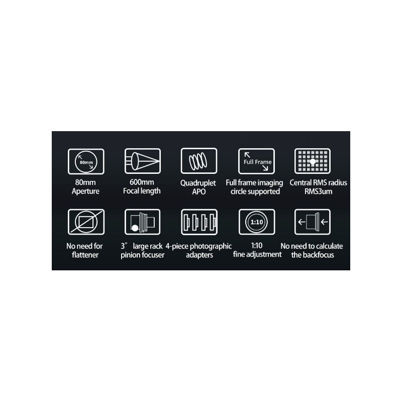 ZWO Refractor apochromat AP 80/600 FF80