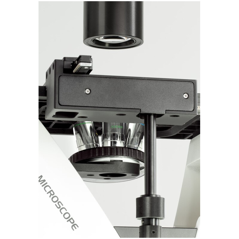 Kern Microscop inversat OCM 166, FL, PH, trino, invers, N.A. 0,3 Condensator fix, 10x-40x, 30W LED, Al, 100W HBO, Dl