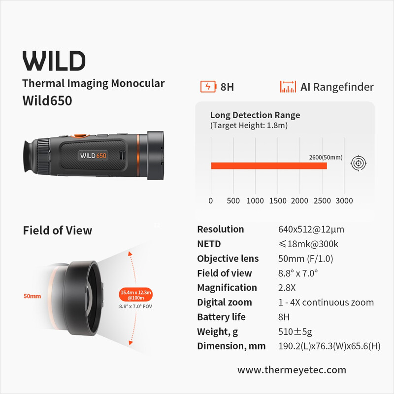 ThermTec Camera de termoviziune Wild 650