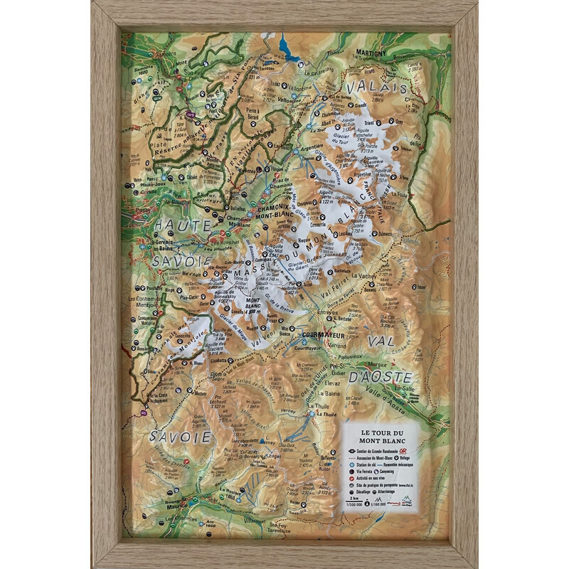 3Dmap Harta regionala Le tour du Mont Blanc (19,5 cm x 29,5 cm)