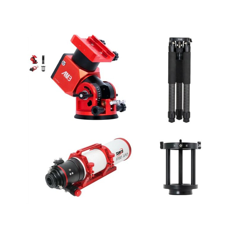 ZWO Telescop FF80 AP 80/600 Quadruplet cu AM3 și Trepied Carbon