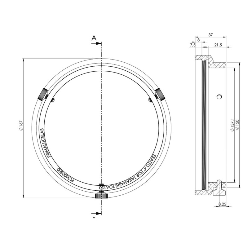 PrimaLuceLab Adaptor ESATTO 4" pentru Takahashi TOA130