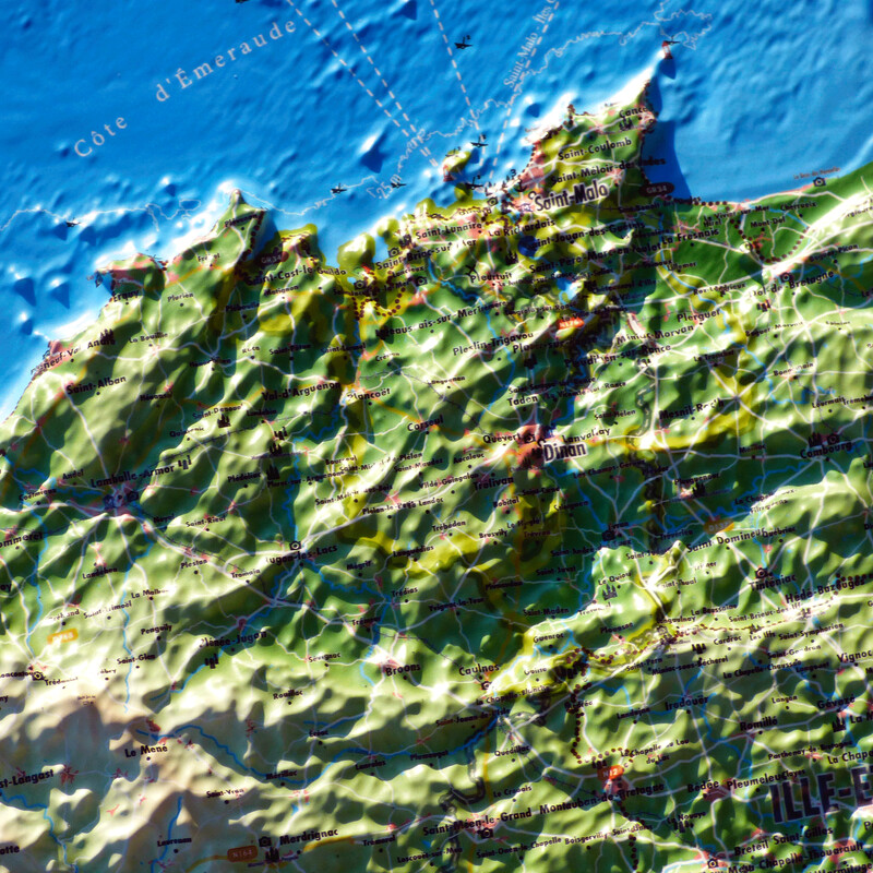 3Dmap Harta regionala Carte en relief de la Bretagne (61 cm x 41 cm)