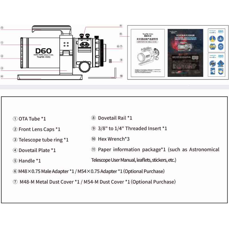 ToupTek Refractor apochromat HOPE D60 60/280 f/4.66