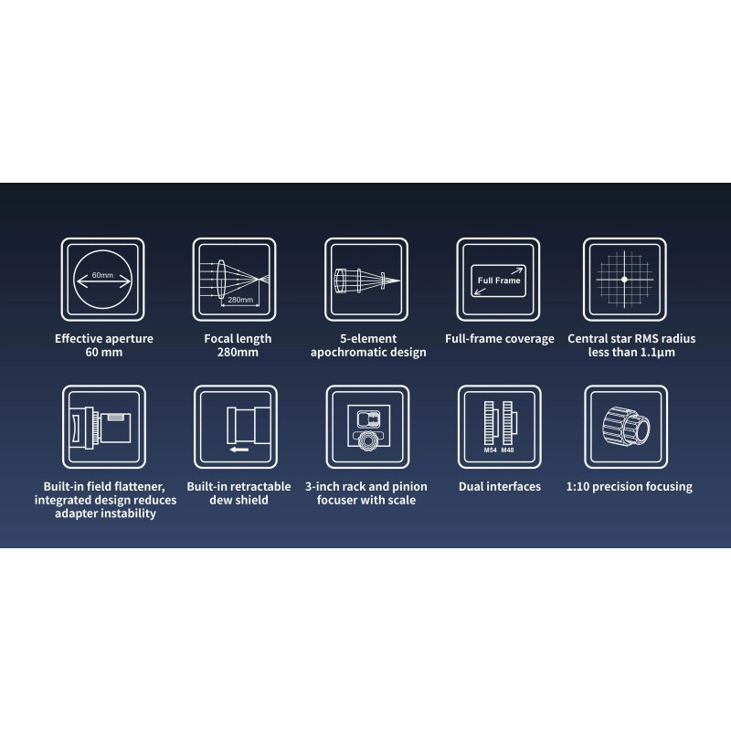 ToupTek Refractor apochromat HOPE D60 60/280 f/4.66