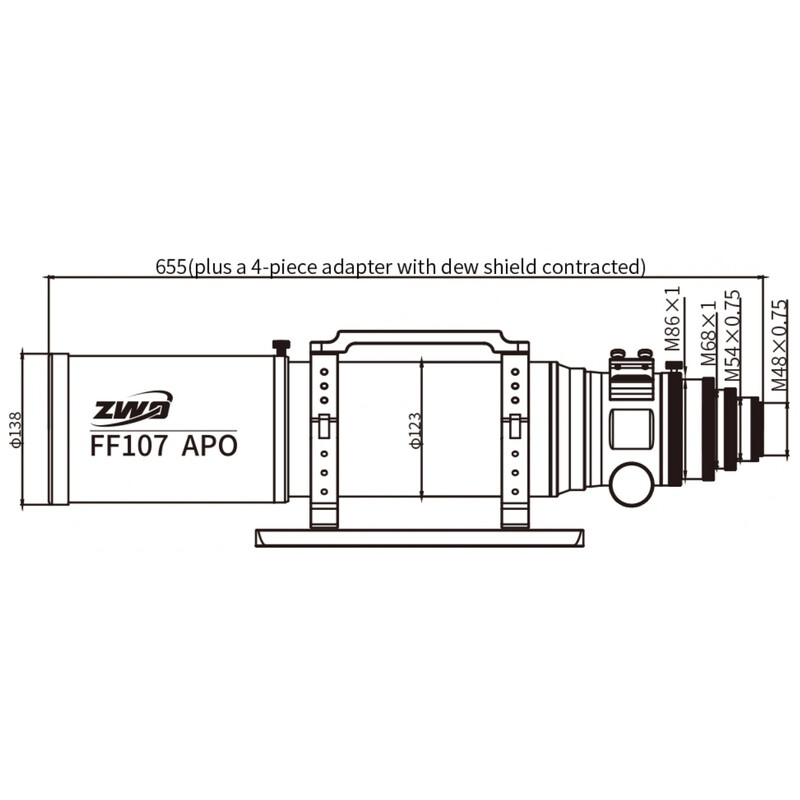 ZWO Refractor apochromat AP 107/749 FF107