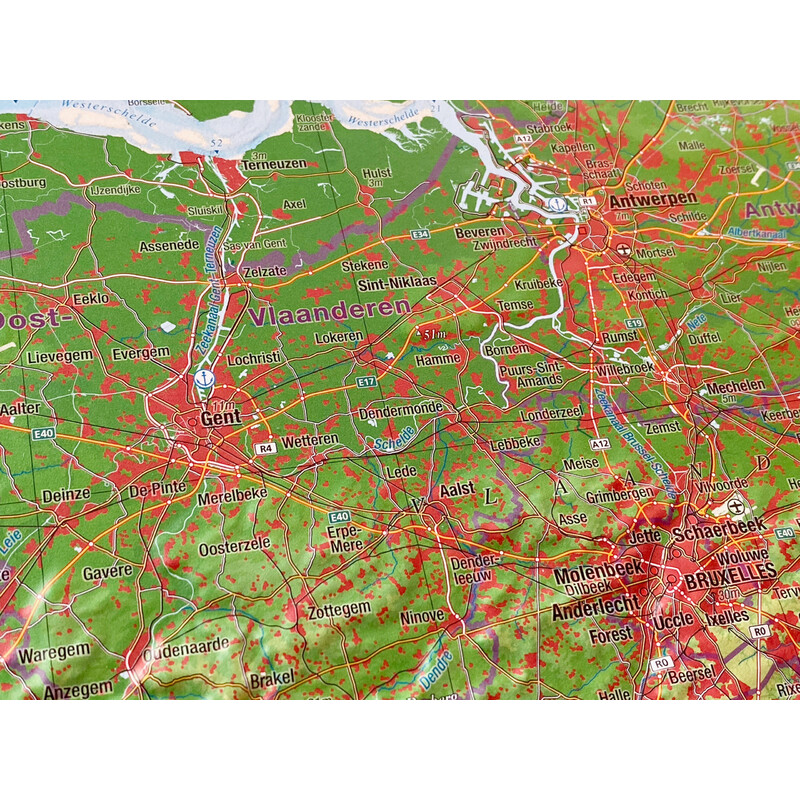 Georelief Harta regionala Benelux (57 x 77 cm)