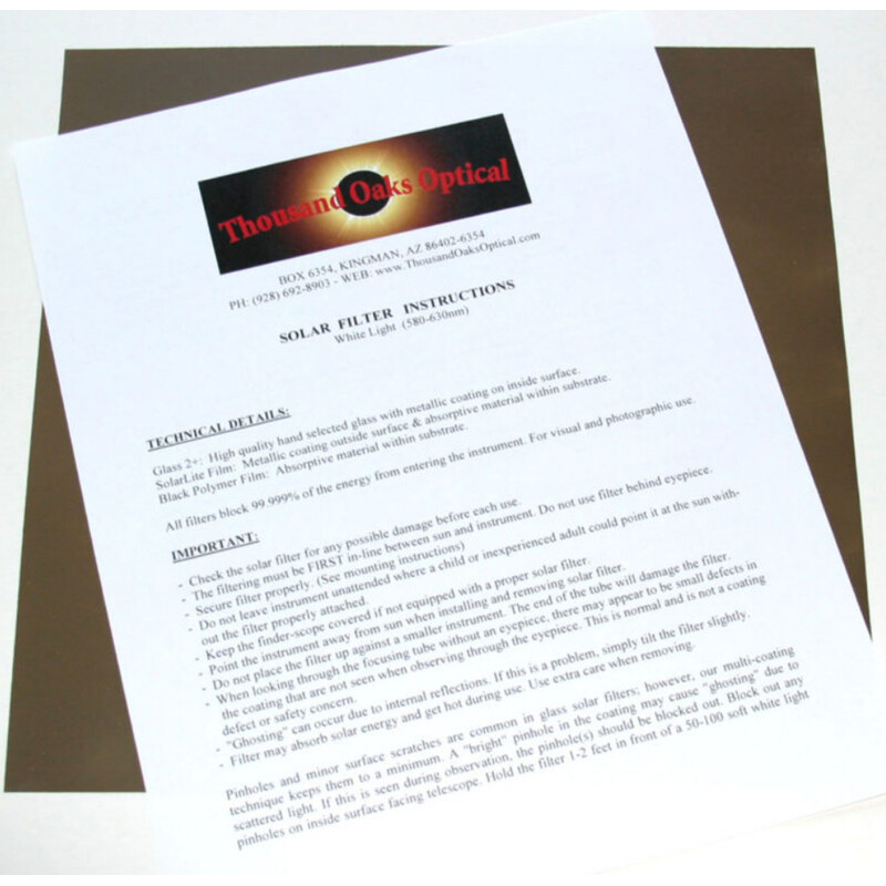 Thousand Oaks Folie de filtrare SolarLite (305 x 305 mm)