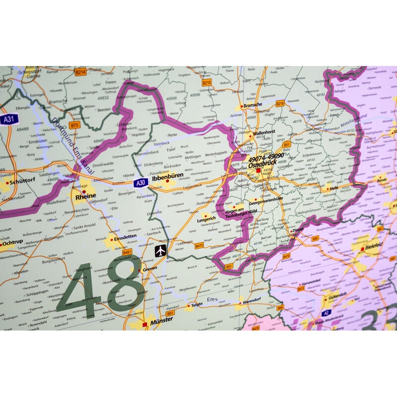 GeoMetro Harta regionala Coduri poștale din Saxonia Inferioară (100 x 123 cm)