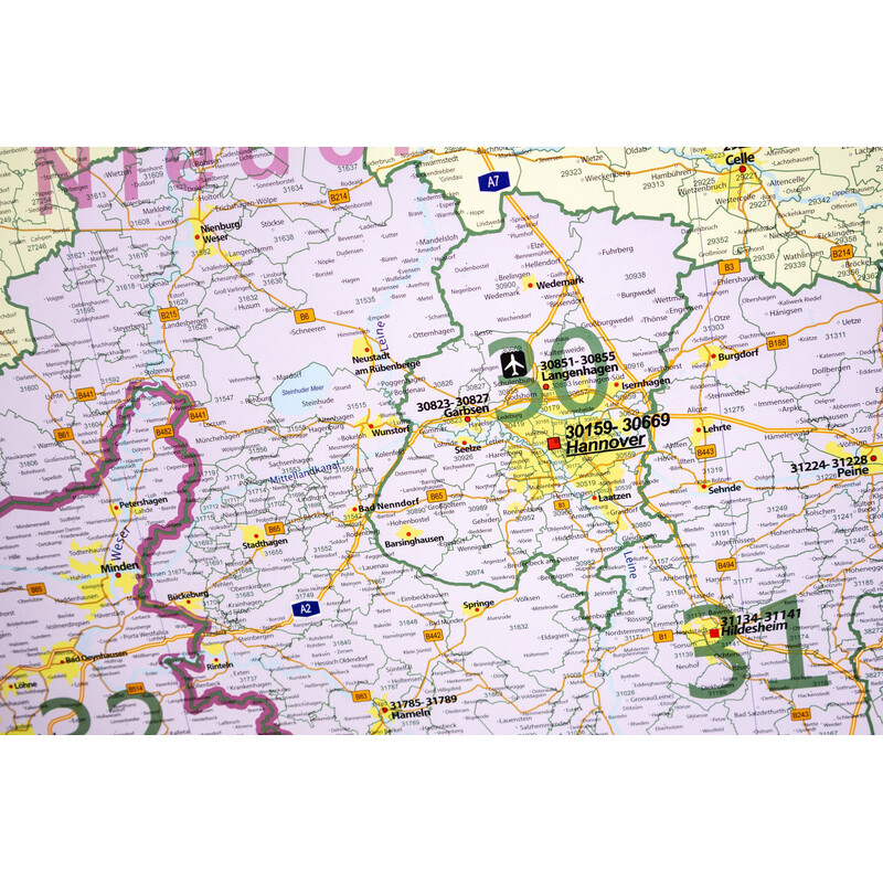 GeoMetro Harta regionala Coduri poștale din Saxonia Inferioară (100 x 123 cm)