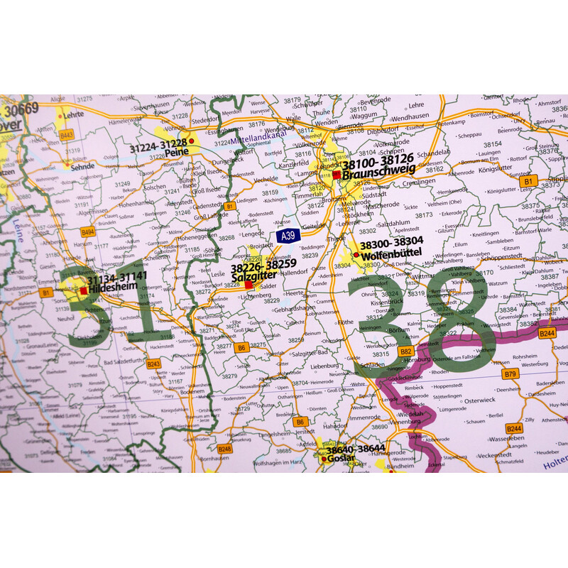 GeoMetro Harta regionala Coduri poștale din Saxonia Inferioară (100 x 110 cm)