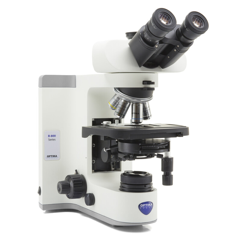 Optika Microscop B-810LD4, trino, HF, FL, infinity, plan, 40-1000x, LED, cub de filtre LED albastru și verde